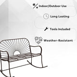 XBrand 44.5" L Iron Sun-Patterned Seat for Two Indoor/Outdoor Rocking Glider Bench, Durable Patio Glider Bench, Brown - Photo 6