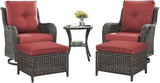Rilyson Wicker Patio Furniture Set - 5 Piece Rattan Outdoor Sectional Conversation Sets with 2 Swivel Rocking Chairs - Photo 1