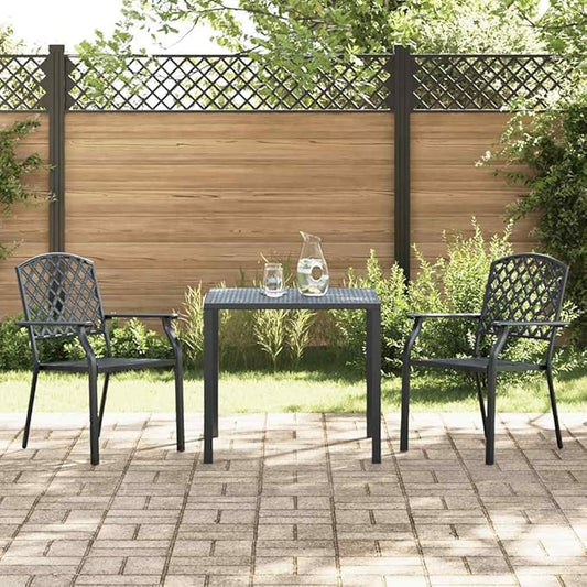 Outdoor Chair Set of 2, Stacking Patio Chairs Anthracite, Powder Coated Steel Metal Dining Chairs for Garden, Balcony, Indoor Outdoor Use, Modern Industrial Design, Durable & Space Saving