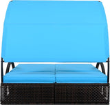 Outdoor Double Chaise Lounge with Adjustable Backrest and Sun Canopy - Photo 8