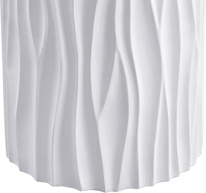 Merax 15.75” Outdoor Round Side Table, Wavy Fluted MGO Accent Table with 240 lbs Capacity, All-Weather Patio Furniture for Garden, Balcony, White