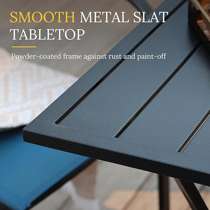 VICLLAX Small Square Outdoor Patio Table, All Weather Metal Outdoor Dining Table for Lawn Garden, 27.5"x 27.5" Patio Table for Outside, Black