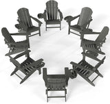 FOOWIN Folding Adirondack Chair Set of 8, HDPE Adirondack Chairs with Cup Holder - Photo 1