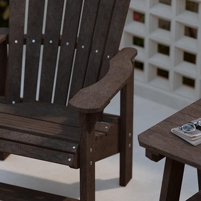 Wildridge Heritage Upright Adirondack Chair, Tudor Brown - Outdoor All-Weather Poly Furniture for Patio, Deck, Yard