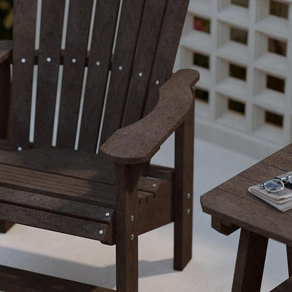 Wildridge Heritage Upright Adirondack Chair, Tudor Brown - Outdoor All-Weather Poly Furniture for Patio, Deck, Yard