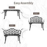 HOMEFUN Outdoor Bench, Patio Garden Benches Metal Loveseat Cast-Aluminum Outside Furniture for Park Lawn Front Porch - Photo 7