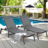 VEVOR 2 Pcs Chaise Lounge Chairs Outdoor, Aluminum Patio Lounge Chair with Adjustable 5-Position - Photo 2