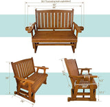Fortune Candy Wooden Patio Glider, with Cup Holders, High Back and Deep Contoured Seat, Solid Fir Wood - Photo 2