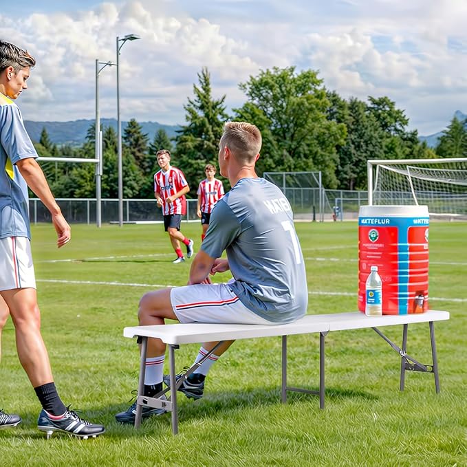 ZENY 6ft Plastic Folding Bench 2 Pack, Portable Outdoor Bench for Picnic Camping Dining Party Garden, Soccer Multipurpose Entertaining Activities, White