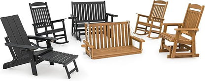 Poly Lumber Patio Glider for One Person, with Cup Holders, High Backrest and Deep Contoured Seat, HIPS Material, All-Weather Resistant, Heavy Duty 700 LBS (Ivory White)