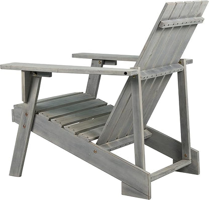 Eyely PTA1001B Spencer Outdoor Patio Modern Acacia Wood Adirondack Chair, Gray for Mid-Century, Classic, Modern, Cottage, Farmhouse, Rustic