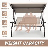 3 Seat Outdoor Porch Swing Chair, Adjustable Canopy Swing Bench, Convertible Backrest Swing Bed with Thicken Cushions - Photo 5