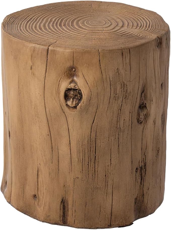SUNBURY Outdoor Stump Side Table, Faux Wooden Concrete Side Table, Tree Stump Wooden Stool, Patio End Table - Photo 1