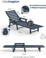 5-Position Adjustable Lounge Chair Outdoor, HDPE Outdoor Chaise Lounge with Cup Holder & Wheels - Photo 6