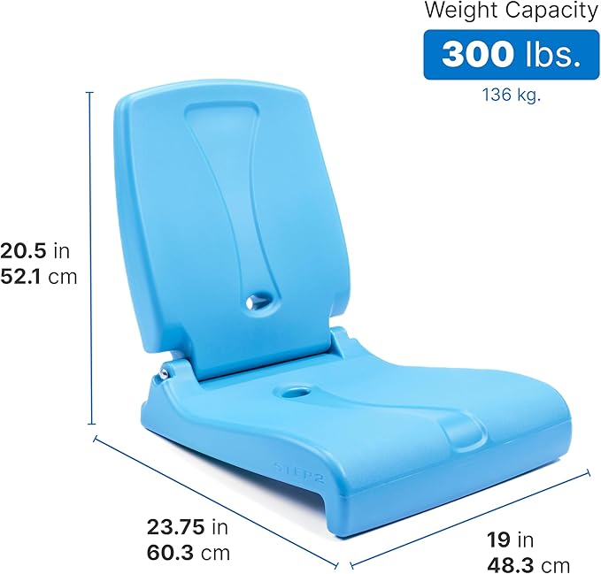 Step2 Vero Pool Lounger and Folding Adult Flip Seat Bundle, Outdoor/Indoor Waterproof Patio Furniture, Provides Back Support When Sitting, Made of Durable Plastic, White/Capri Blue