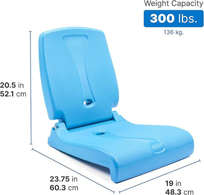 Step2 Vero Pool Lounger and Folding Adult Flip Seat Bundle, Outdoor/Indoor Waterproof Patio Furniture, Provides Back Support When Sitting, Made of Durable Plastic, White/Capri Blue