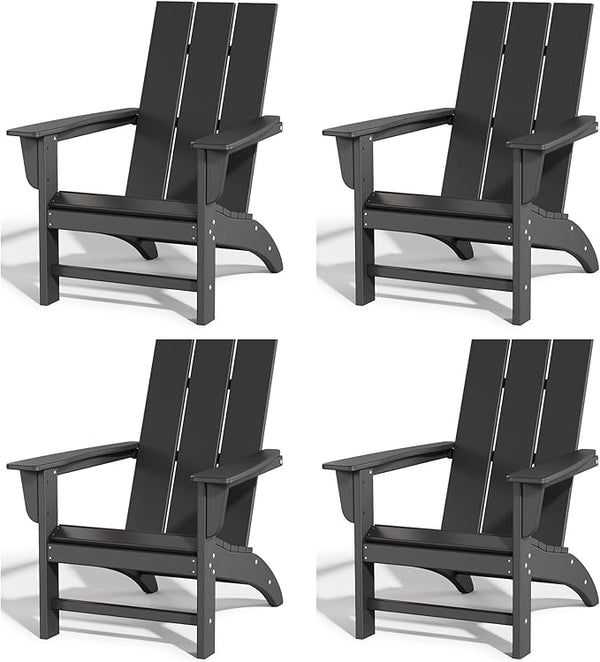 Poly Lumber Adirondack Chairs Set of 4, All-Weather Resistant Outdoor Patio Chairs, Look Like Wood - Photo 1