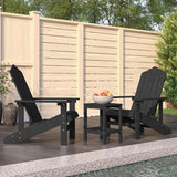 Garden Adirondack Chairs and Table Set 4 Pieces Anthracite High Density Polyethylene HDPE Steel Frame Outdoor Furniture - Photo 1