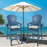 Sundale Outdoor Adirondack Bar Chairs Set of 2, Patio HDPE Bar Stools with Backrest - Photo 2