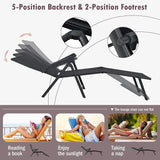 Tangkula Folding Lounge Chair Outdoor, Recliner Chaise Lounge with 5-Position Adjustable Backrest & 2-Position Footrest - Photo 6