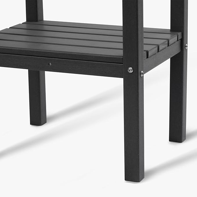 WestinTrends Malibu 36" Outdoor Adirondack HDPE 2-Tier Patio Side Table, Black - Photo 7