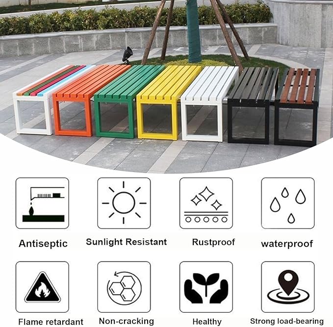 Weatherproof 5.9ft Backless Patio Bench - Sturdy Metal Garden Bench for 2-Person Seating, Perfect for Yard, Porch, Entryway, and Outdoor Spaces (Orange)