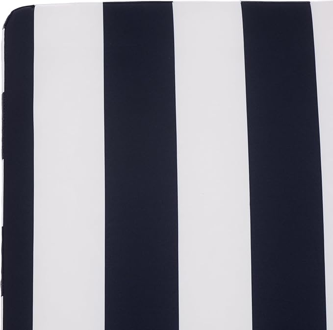 SAFAVIEH Outdoor Patio Furniture Collection - Newport Natural Solid Wood Chaise Lounge Chair with Navy Stripe Cushion, Adjustable Backrest (PAT7316F)