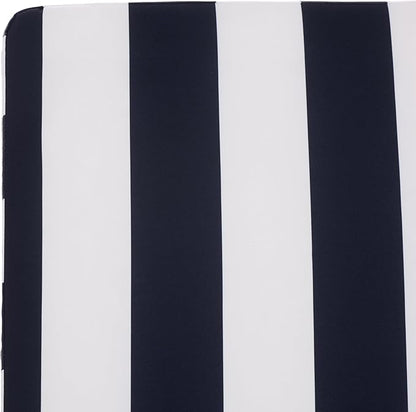 SAFAVIEH Outdoor Patio Furniture Collection - Newport Natural Solid Wood Chaise Lounge Chair with Navy Stripe Cushion, Adjustable Backrest (PAT7316F)