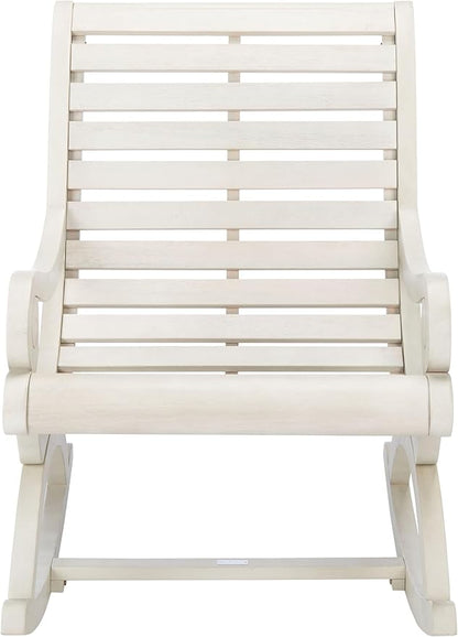 Safavieh Outdoor Sonora White Wash Eucalyptus Wood Scroll Arms Rocking Chair