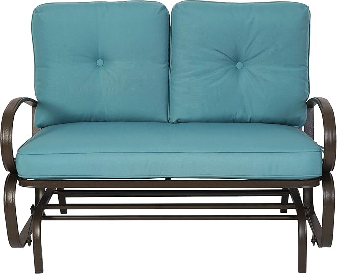 Kozyard Cozy Patio Glider Bench - Outdoor Rocking Loveseat with Sturdy Frame and Cushioned Seats for Patio - Photo 7