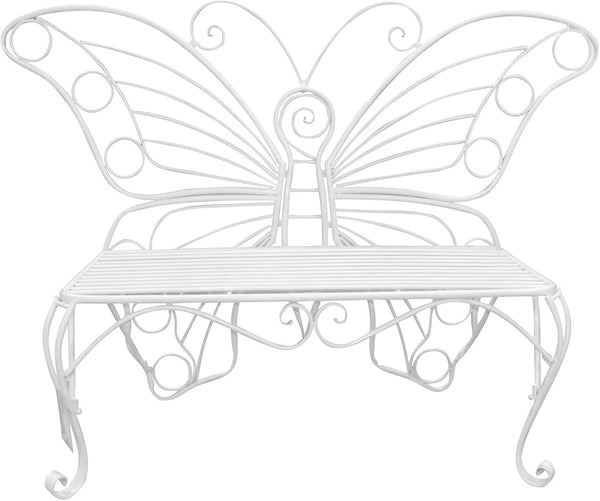 Hi-Line Gift Ltd Garden Décor Butterfly Bench, 60 by 18 by 42-Inch, White