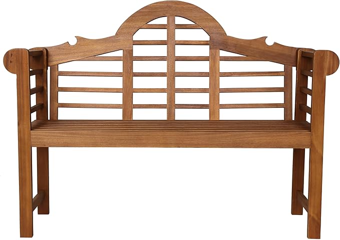 JONATHAN Y BNH103A Lutyens 51.2" 3-Seat Arched 600-Lbs Support Acacia Wood Outdoor Garden Patio Bench for Garden, Lawn, Backyard, Pool, Deck, Beach, Firepit, Teak