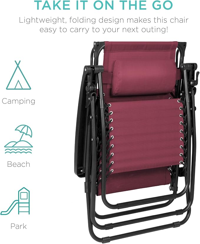 Best Choice Products Folding Zero Gravity Outdoor Recliner Patio Lounge Chair w/Adjustable Canopy Shade, Headrest - Photo 9