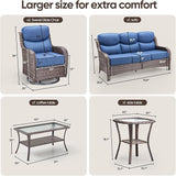Swivel Patio Chairs sofa Set of 5 with 6" Thick Cushion - Wicker Outdoor Swivel Rocker Patio Chair ,Sofa/Glass coffee - Photo 2