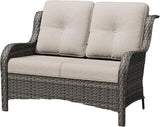 Wicker Patio Loveseat, 2 Seat Outdoor Couch with Thickened Olefin Cushions, High Back and Deep Seating - Photo 1
