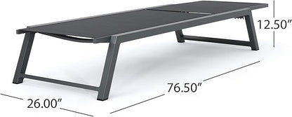 Christopher Knight Home Myers Outdoor Mesh Chaise Lounges with Aluminum Frame, 2-Pcs Set, Black Mesh / Grey