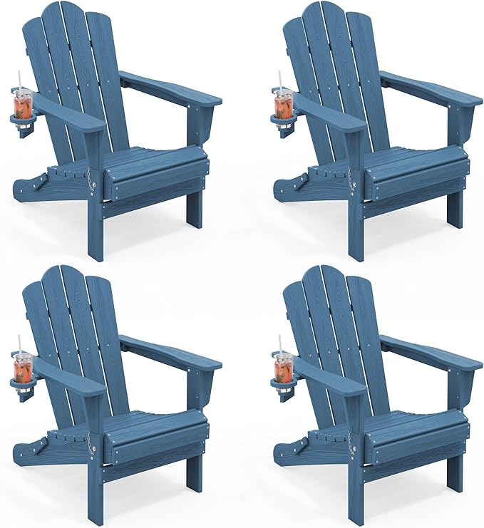 KINGYES Folding HDPE Adirondack Chairs