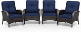Joyside Wicker Patio Chairs, 4 Piece Rattan Outdoor Furniture with Thickened Cushions, High Back, Deep Seating - Photo 8