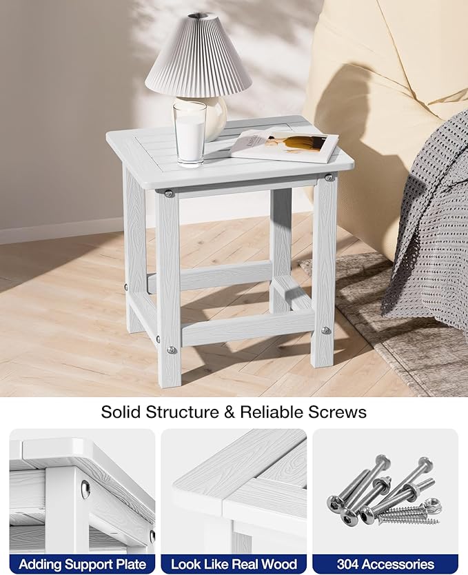 YEFU Outdoor Side Table for Patio: 16" HIPS Weather - Resistant Adirondack Tables - Waterproof Small Square End Tables - Photo 6