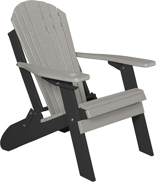 Furniture Barn USA Poly Folding Adirondack Chair with Smart Phone Holder, Light Gray and Black