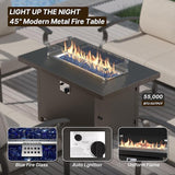 Gotland Aluminum Patio Furniture Set with Fire Pit Table - Photo 7