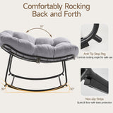 ONBRILL Papasan Rocking Chair with Cushion, Oversized Patio Lounge Rocker, Egg Chair Outdoor Indoor, for Living Room - Photo 7