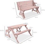 Best Choice Products 2-in-1 Transforming Interchangeable Outdoor Wooden Picnic Table Garden Bench for Backyard, Porch - Photo 7