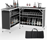 VINGLI 43" Portable Bar Table, 3-Tier Shelves, Carry Bag，Mobile Bar Table for Events, Party, Camping, Picnic, Tradeshow - Photo 1