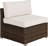 COSIEST Outdoor Furniture Add-on Armless Chair for Expanding Wicker Sectional Sofa Set w Off White Thick Cushions for - Photo 1