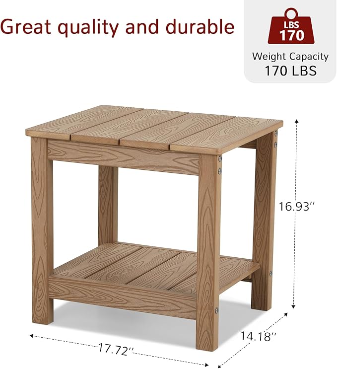 Stoog 3-Piece Patio Bistro Set, All-Weather Rocking Chairs Set of 2 with Table, Never Rot or Fade, Rocking Chairs for Porch, Backyard, Lawn, Garden and Indoor, Teak