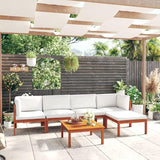 6-Piece Acacia Wood Modular Garden Lounge Set with Weather-Resistant Cushions, Corner Sofas, Coffee Table - Photo 1