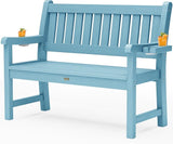 YEFU Outdoor Bench for Patio Waterproof: Heavy Duty 2-Person Garden Bench with 2 Cup Holders & Oversized Seating - HIPS - Photo 1