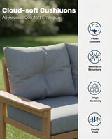 Teak HDPE Outdoor Patio Furniture Set - Photo 5