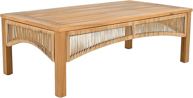 Merax 4-Pieces Outdoor Acacia Wood Patio Sectional Sofa Set, L Shape Couch with Coffee Table - Photo 7